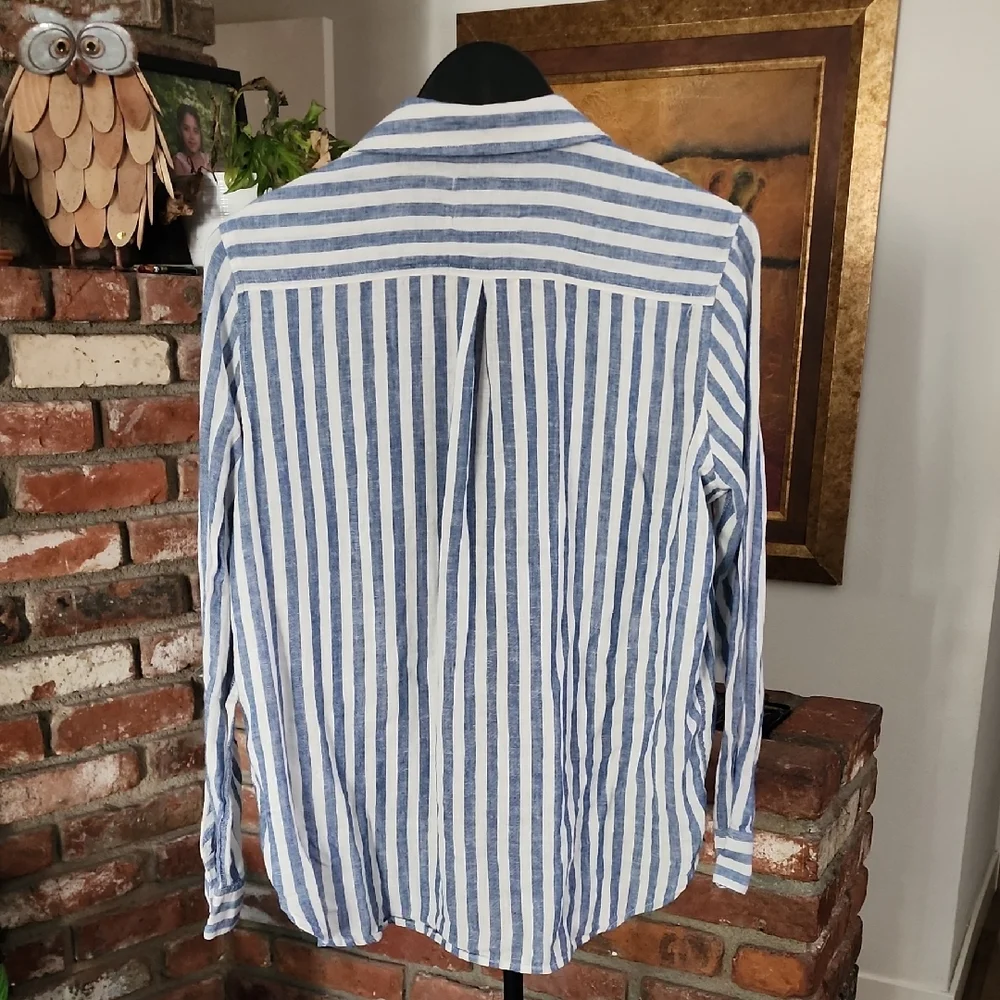 Rails Blue and White Striped Charli Boho Casual Shirt - Picture 7 of 13
